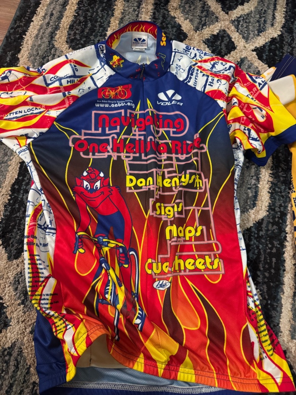 3 men’s Cycling Jersey - Red, Yellow & Blue Flame Design